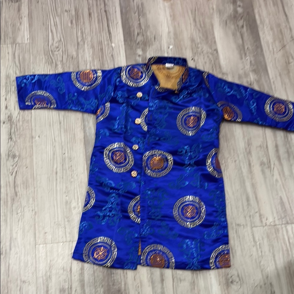 Girl's SHANGHAI SOHO Royal Blue/Gold Chinese Outfit - 1 Pieces - Size 6